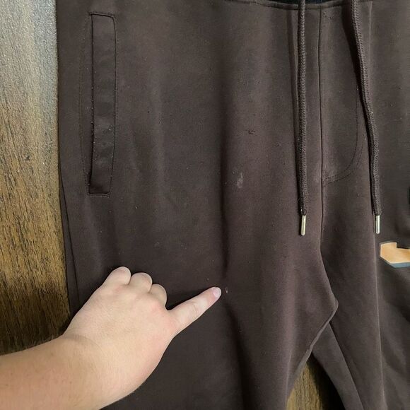 Jewel House Men's Elastic Ribbed Waistband Logo Tapered Sweatpants Brown Size XL - Picture 4 of 8